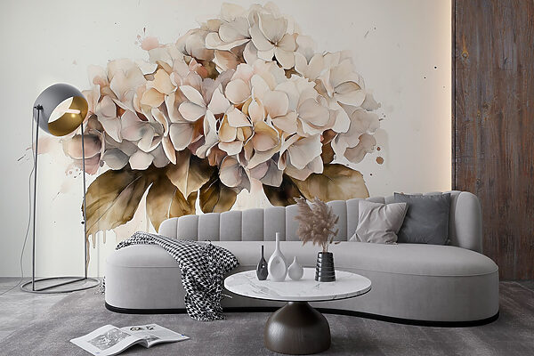 Pintura de um ramo de flores brancas Pintura de um ramo de flores brancas
