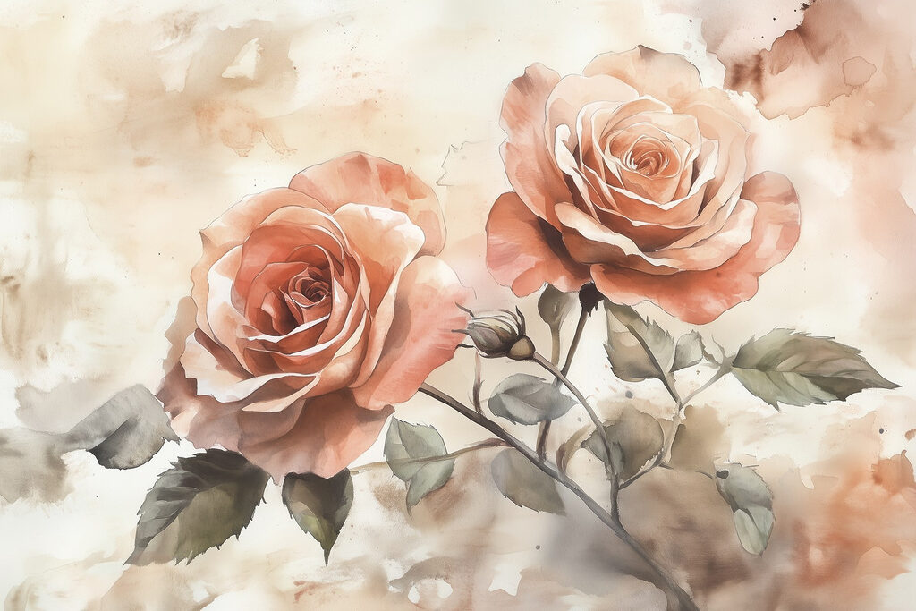 Pintura de duas rosas Pintura de duas rosas