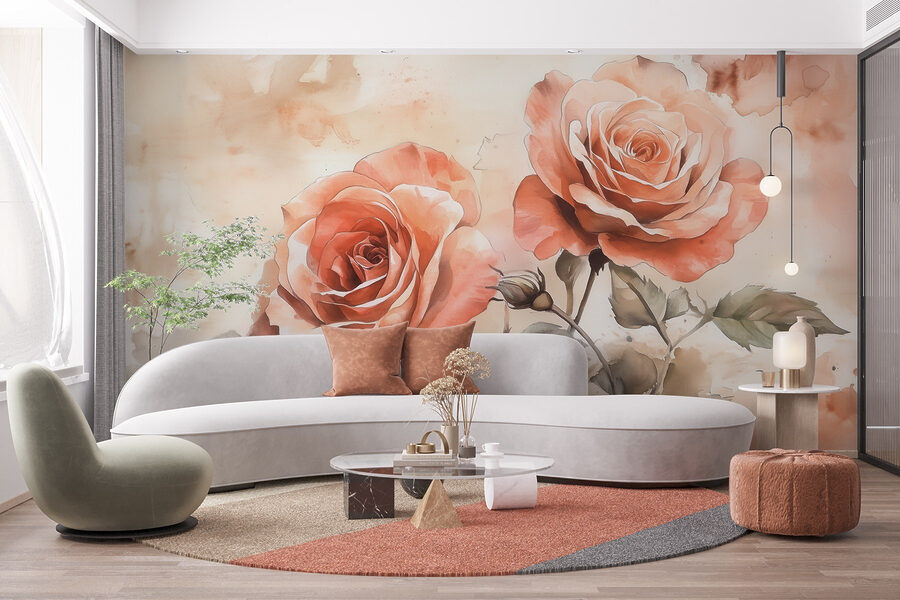 Pintura de duas rosas Pintura de duas rosas