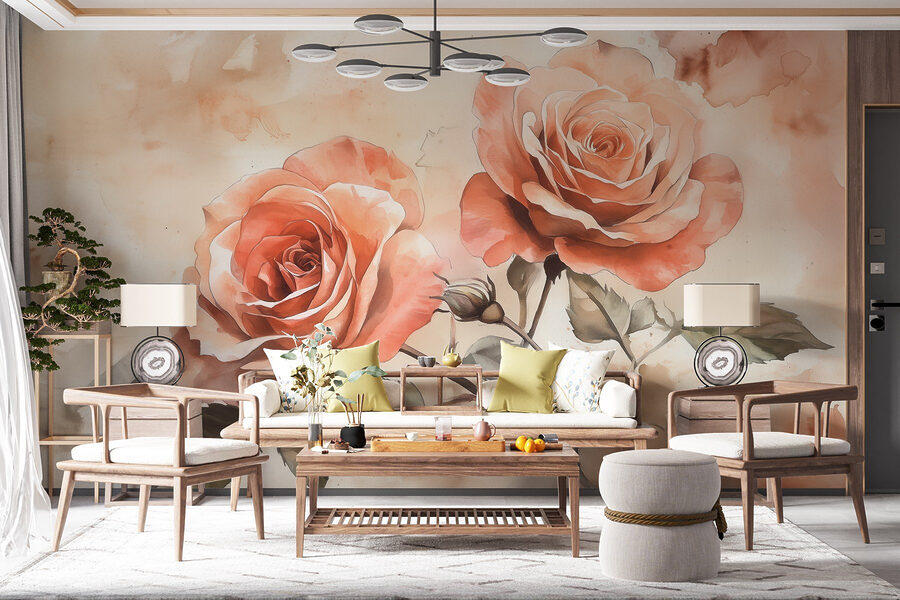 Pintura de duas rosas Pintura de duas rosas