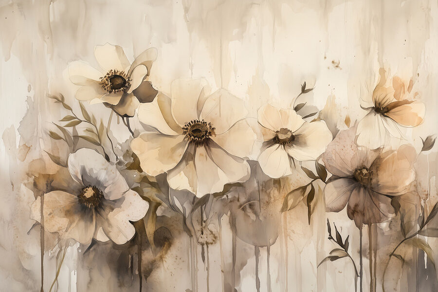 Pintura de flores numa parede Pintura de flores numa parede