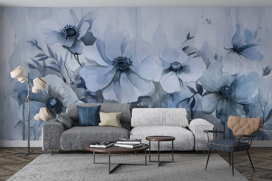 Pintura de flores sobre um fundo branco