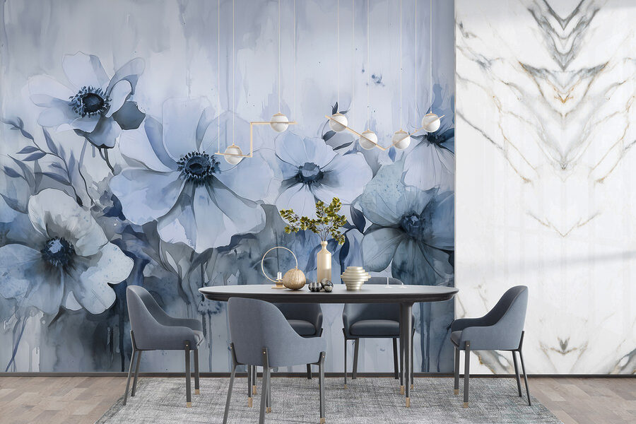 Pintura de flores sobre um fundo branco