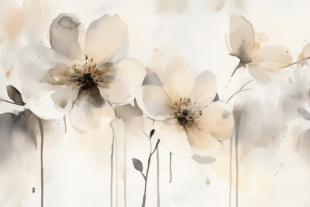 Pintura de flores sobre uma superfície branca Pintura de flores sobre uma superfície branca