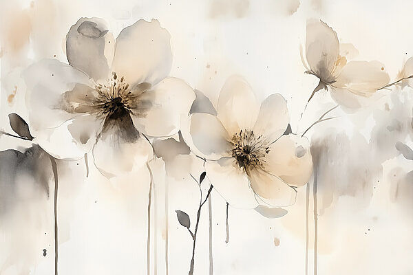 Pintura de flores sobre uma superfície branca Pintura de flores sobre uma superfície branca