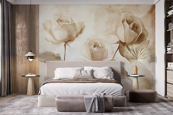 Pintura de rosas com folhas Pintura de rosas com folhas