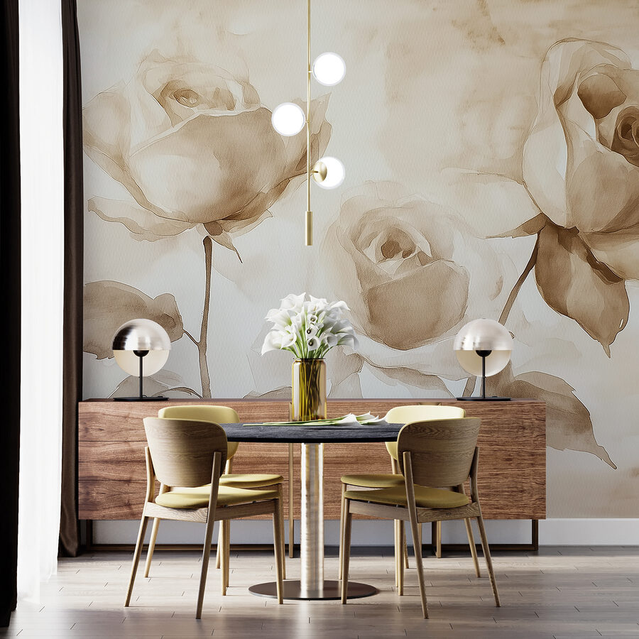 Pintura de rosas com folhas Pintura de rosas com folhas