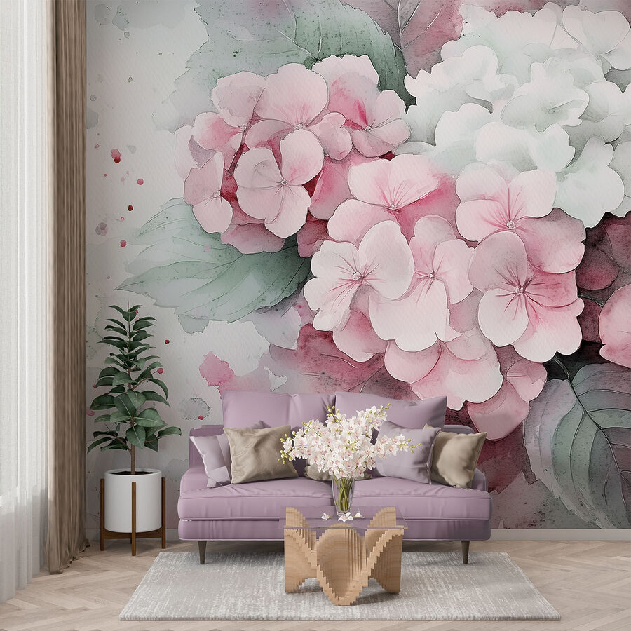 Pintura de flores cor-de-rosa