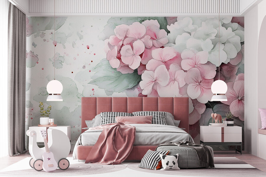 Pintura de flores cor-de-rosa