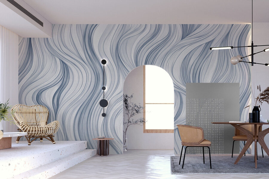Padrão ondulado branco e azul Padrão ondulado branco e azul