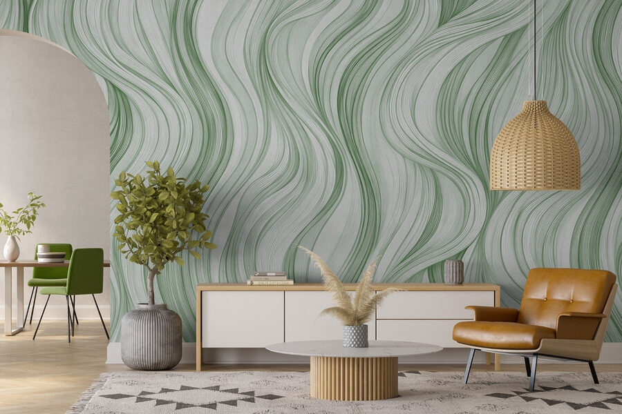 Padrão ondulado verde e branco