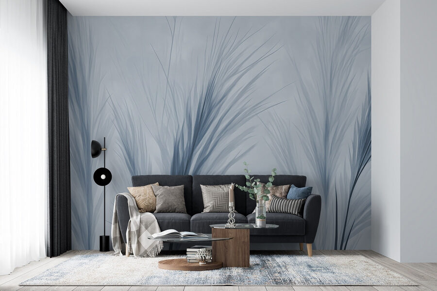Folhagem azul delicada em tons suaves