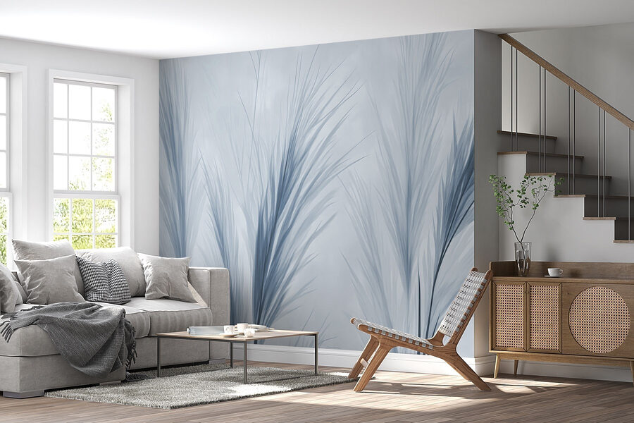 Folhagem azul delicada em tons suaves