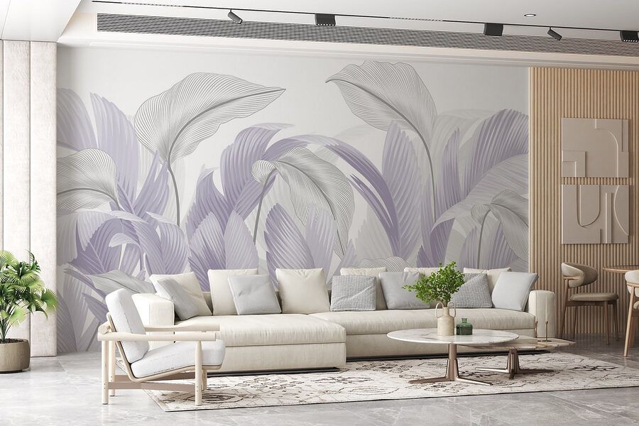 Folhas em tons pastel suaves em redemoinhos suaves