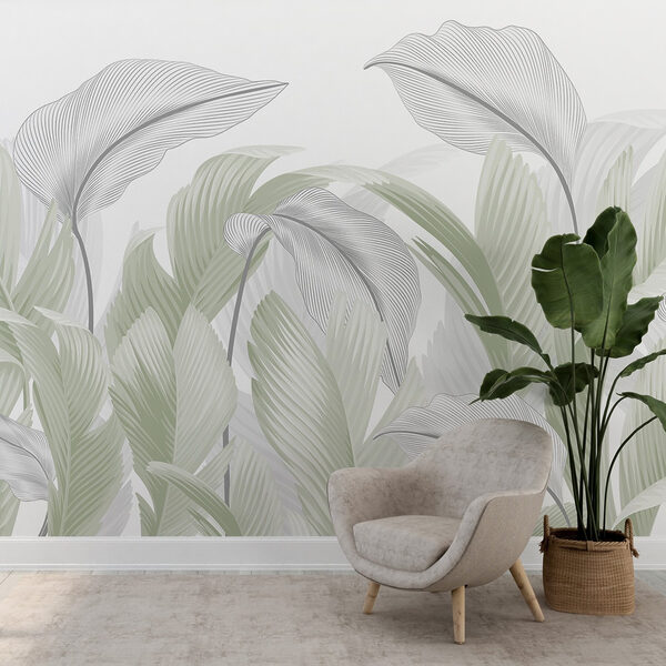 Elegantes folhas verdes num fundo branco Elegantes folhas verdes num fundo branco