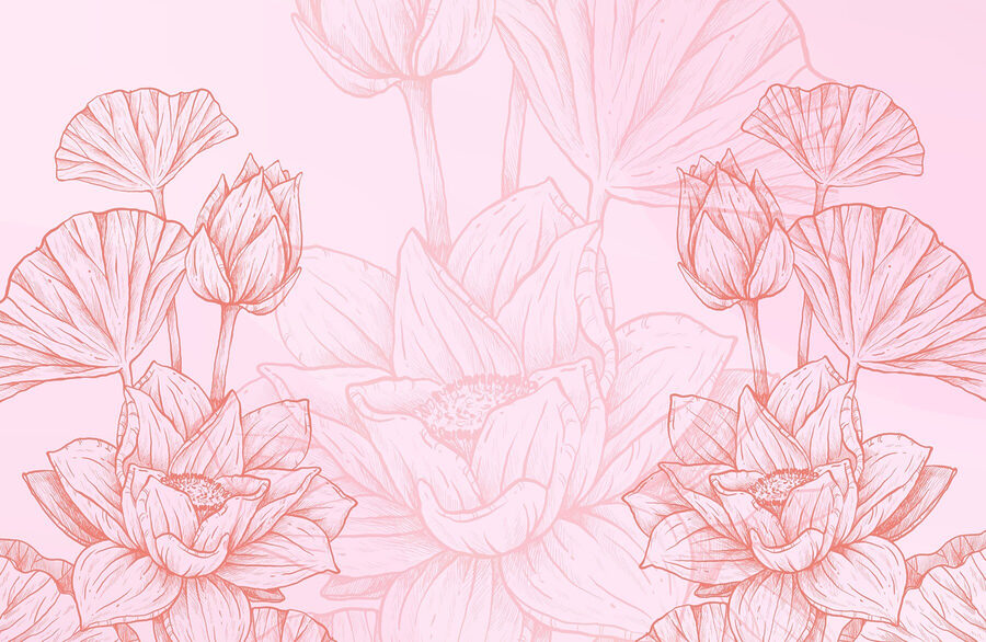 Desenho de flores cor-de-rosa e brancas