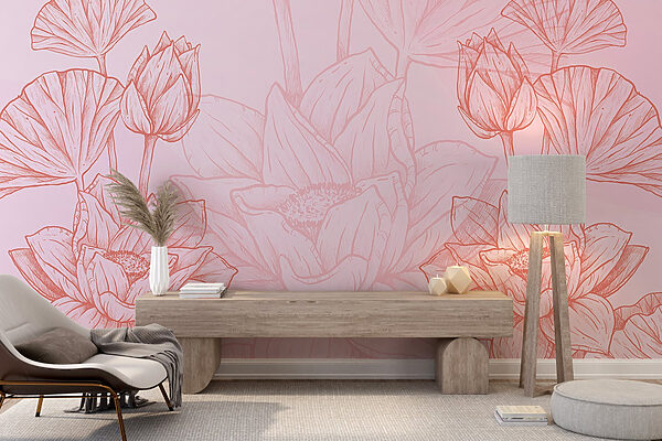 Desenho de flores cor-de-rosa e brancas Desenho de flores cor-de-rosa e brancas