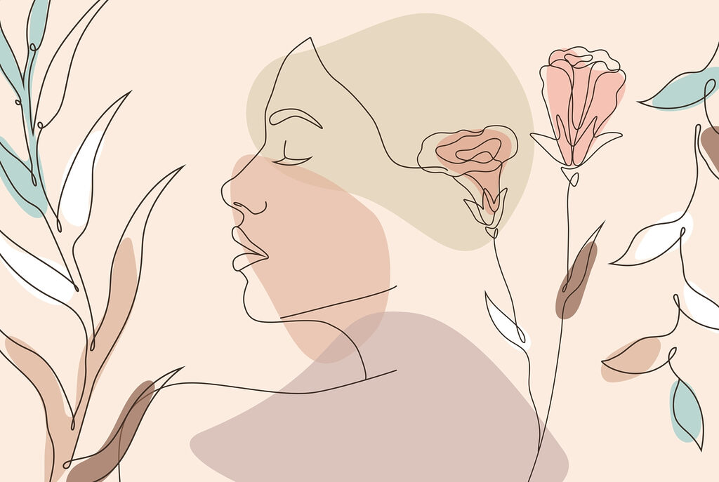 Rosto de mulher com flores Rosto de mulher com flores