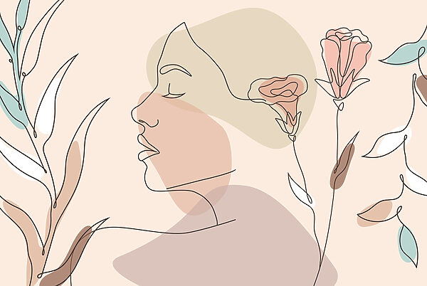Rosto de mulher com flores Rosto de mulher com flores