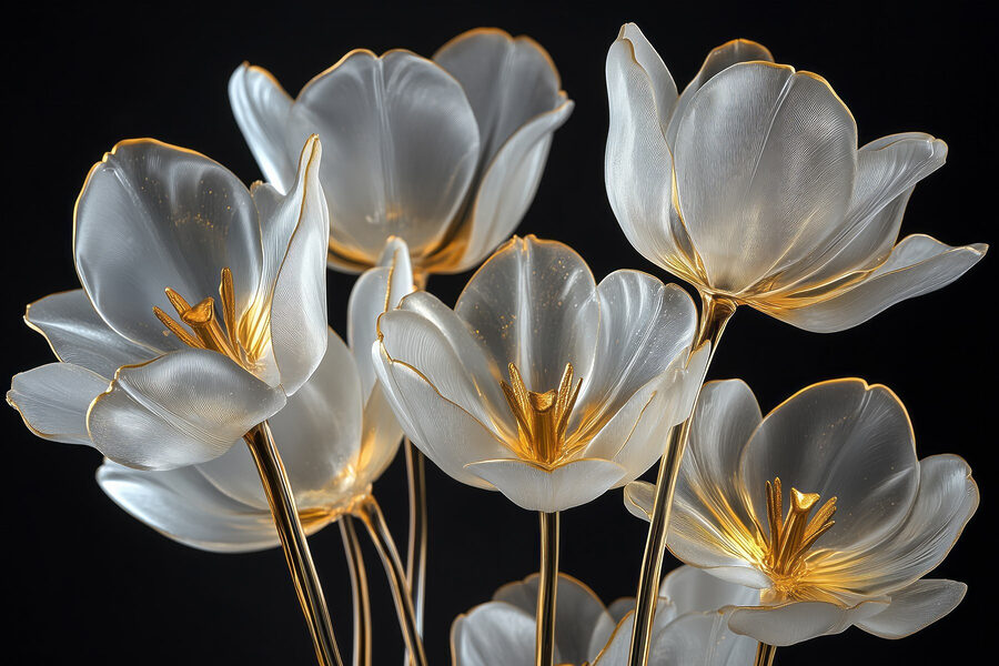 Grupo de flores de vidro