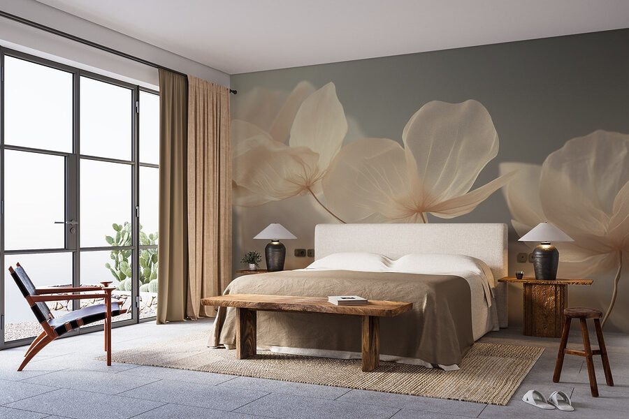 Papel de parede Flores delicadas em tons suaves.