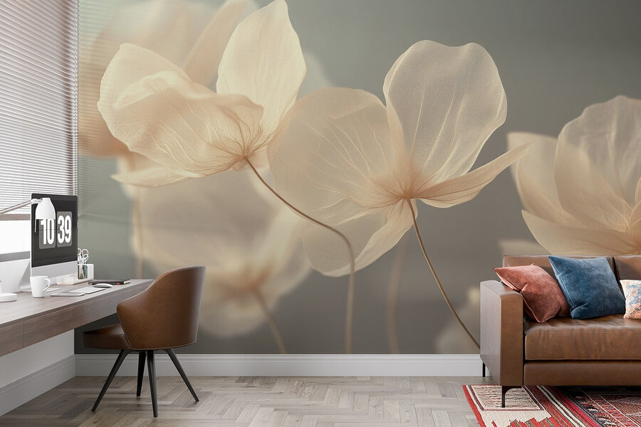 Papel de parede Flores delicadas em tons suaves. - Image 3