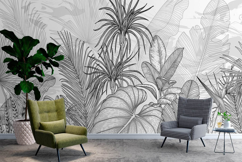 Black and white drawing of plants Black and white drawing of plants