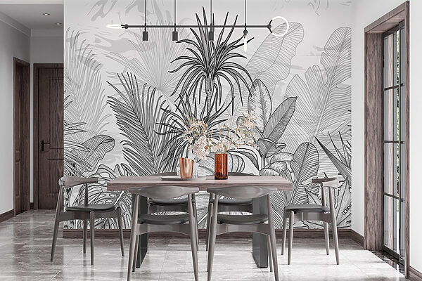Desenho a preto e branco de plantas Desenho a preto e branco de plantas