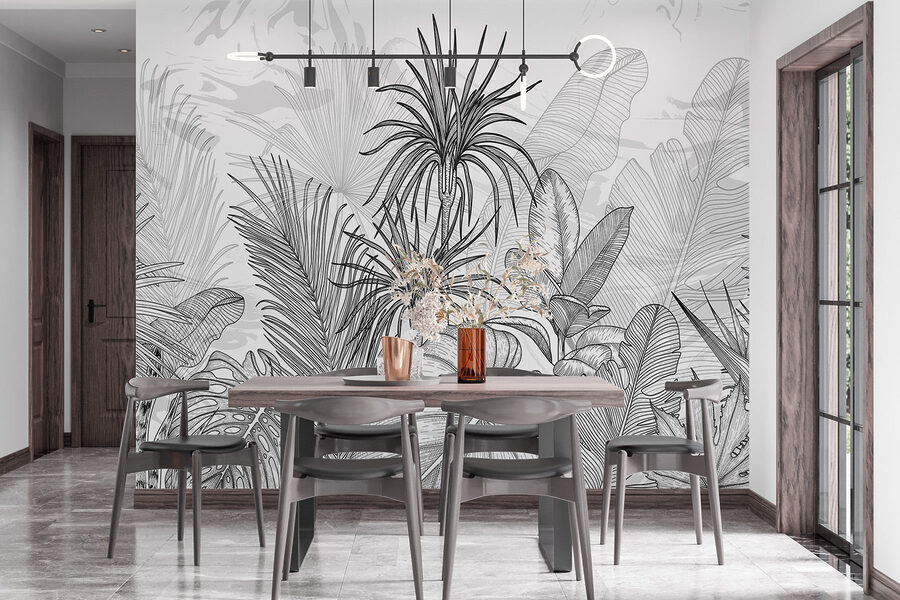 Desenho a preto e branco de plantas Desenho a preto e branco de plantas