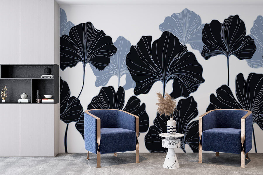 Folhas elegantes em cores contrastantes.
