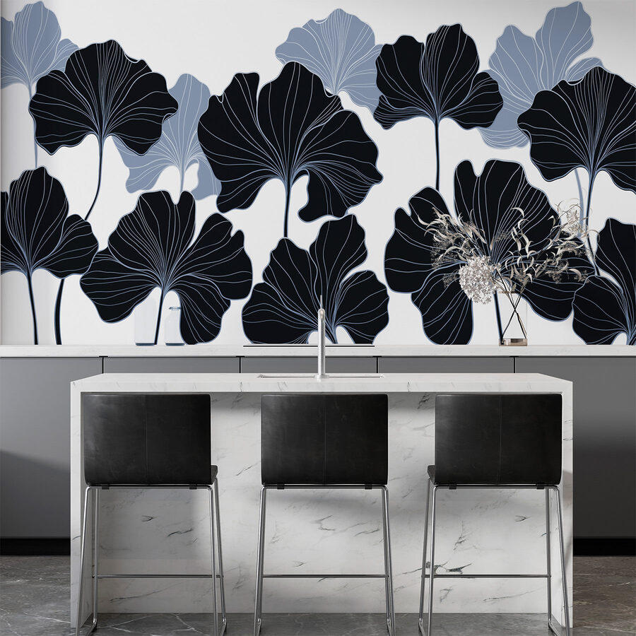 Folhas elegantes em cores contrastantes.