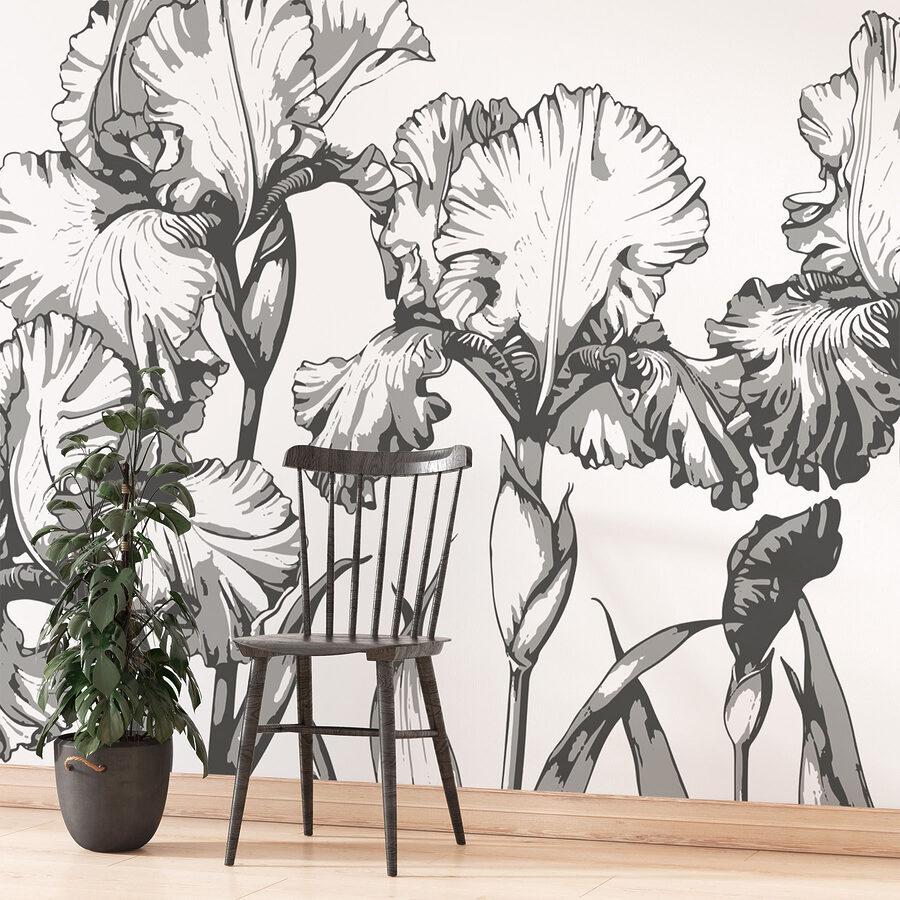 Grupo de flores com folhas