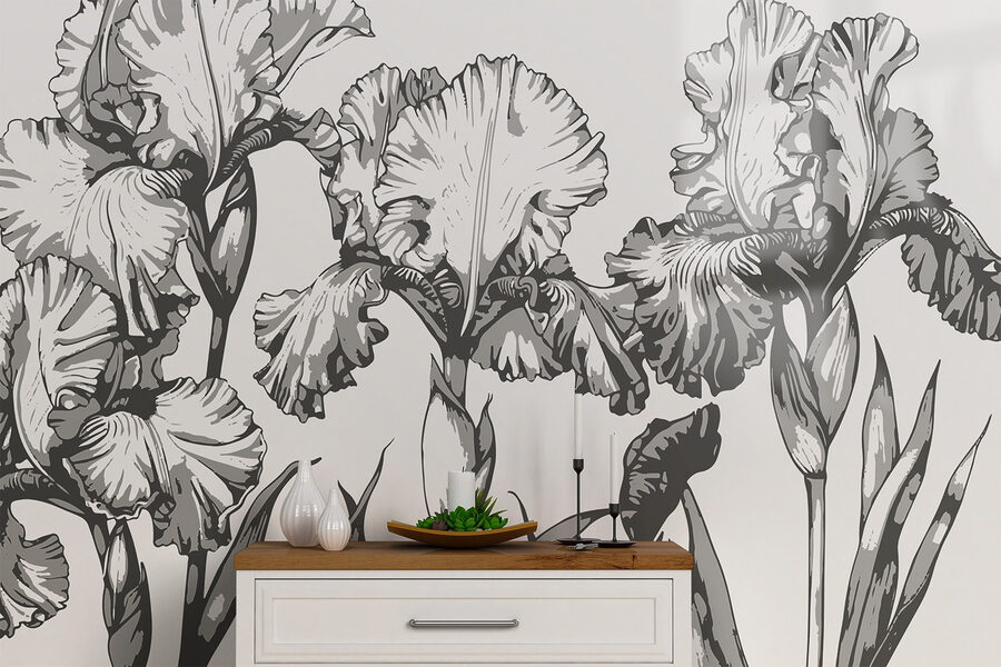 Grupo de flores com folhas