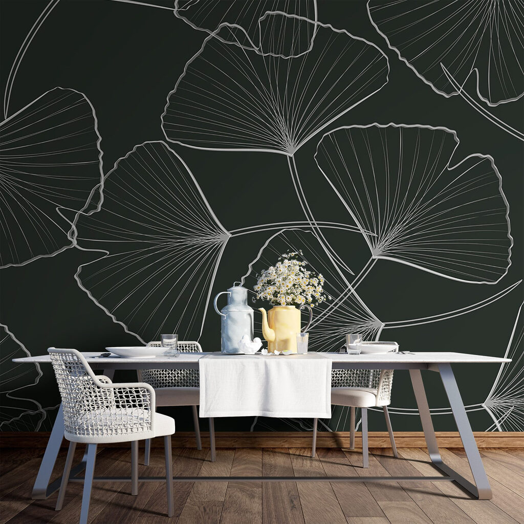 Pattern of leaves on a black background Pattern of leaves on a black background