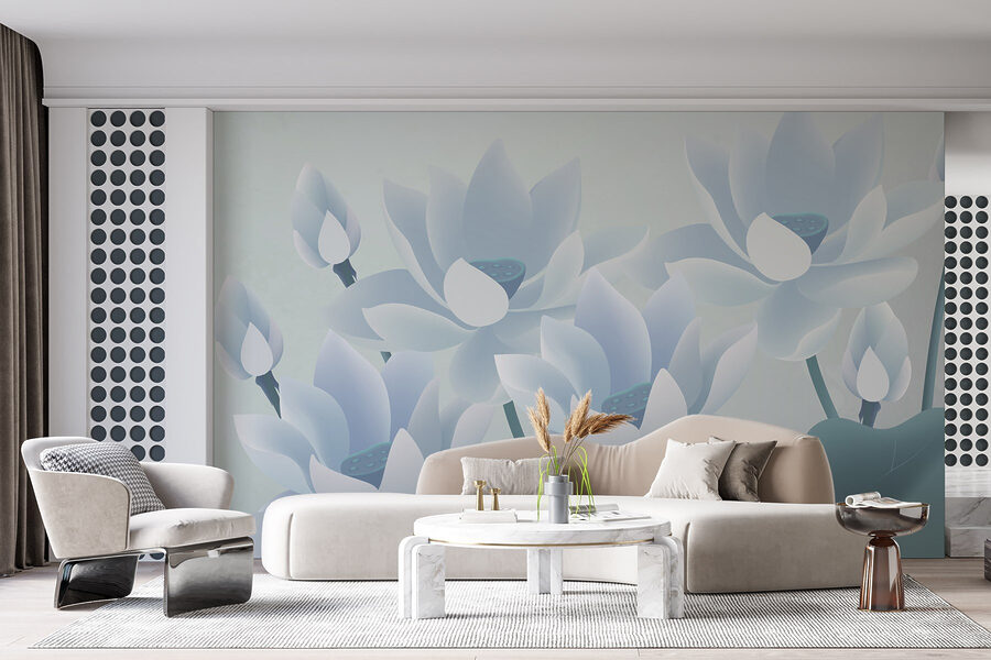 Papel de parede Grupo de flores brancas