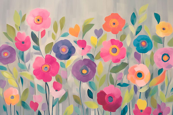 Pintura de flores e folhas Pintura de flores e folhas