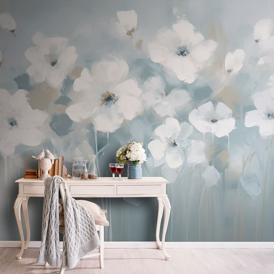 Pintura de flores brancas