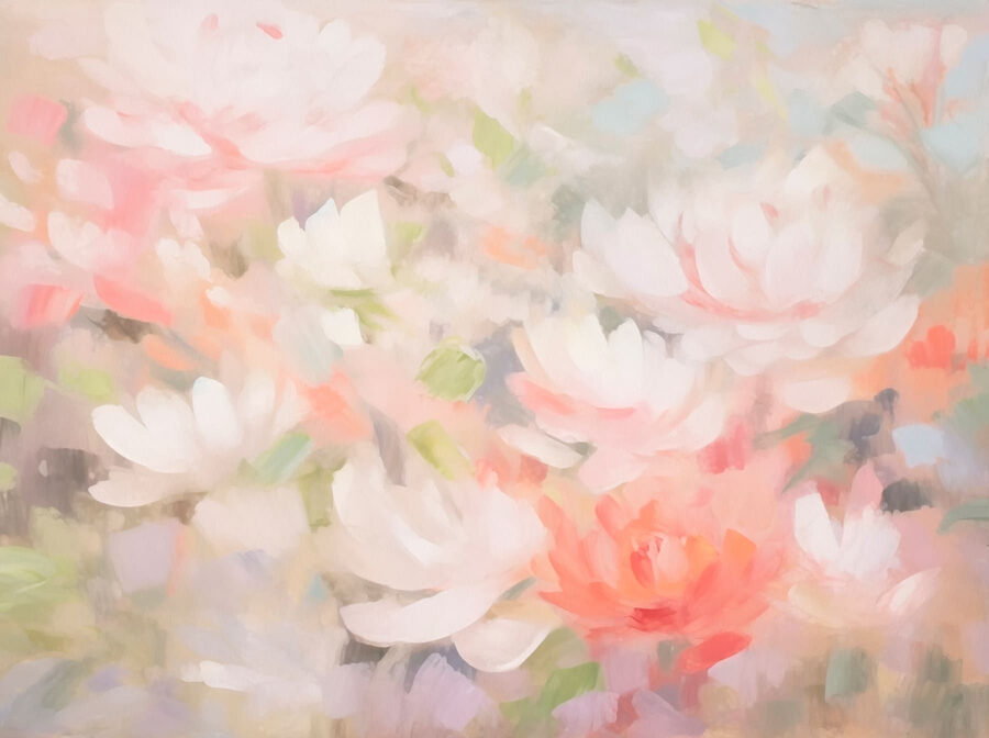 Pintura de flores sobre uma superfície branca Pintura de flores sobre uma superfície branca