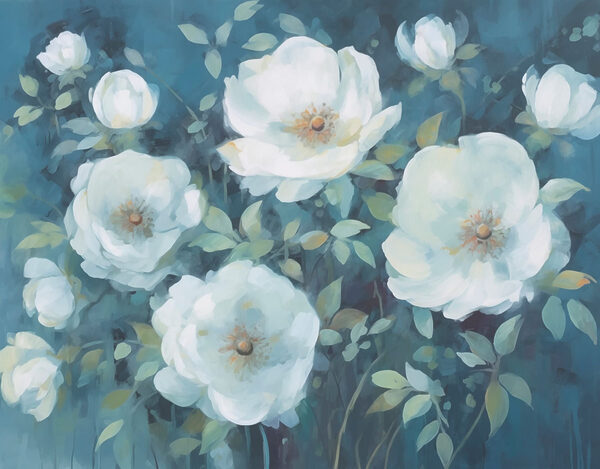 Pintura de flores brancas Pintura de flores brancas