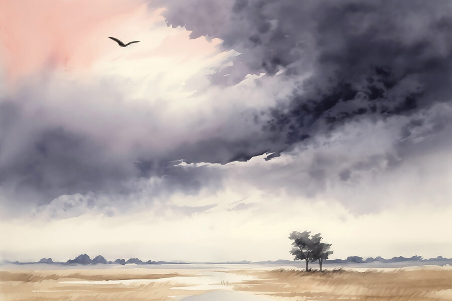 Papel de parede Pássaro a voar sobre um campo - Image 3
