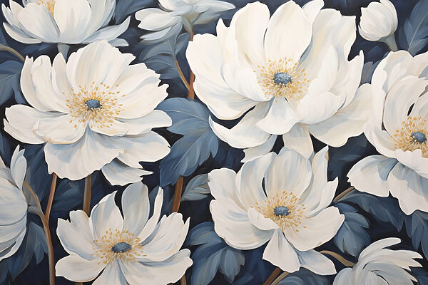 Pintura de flores brancas Pintura de flores brancas