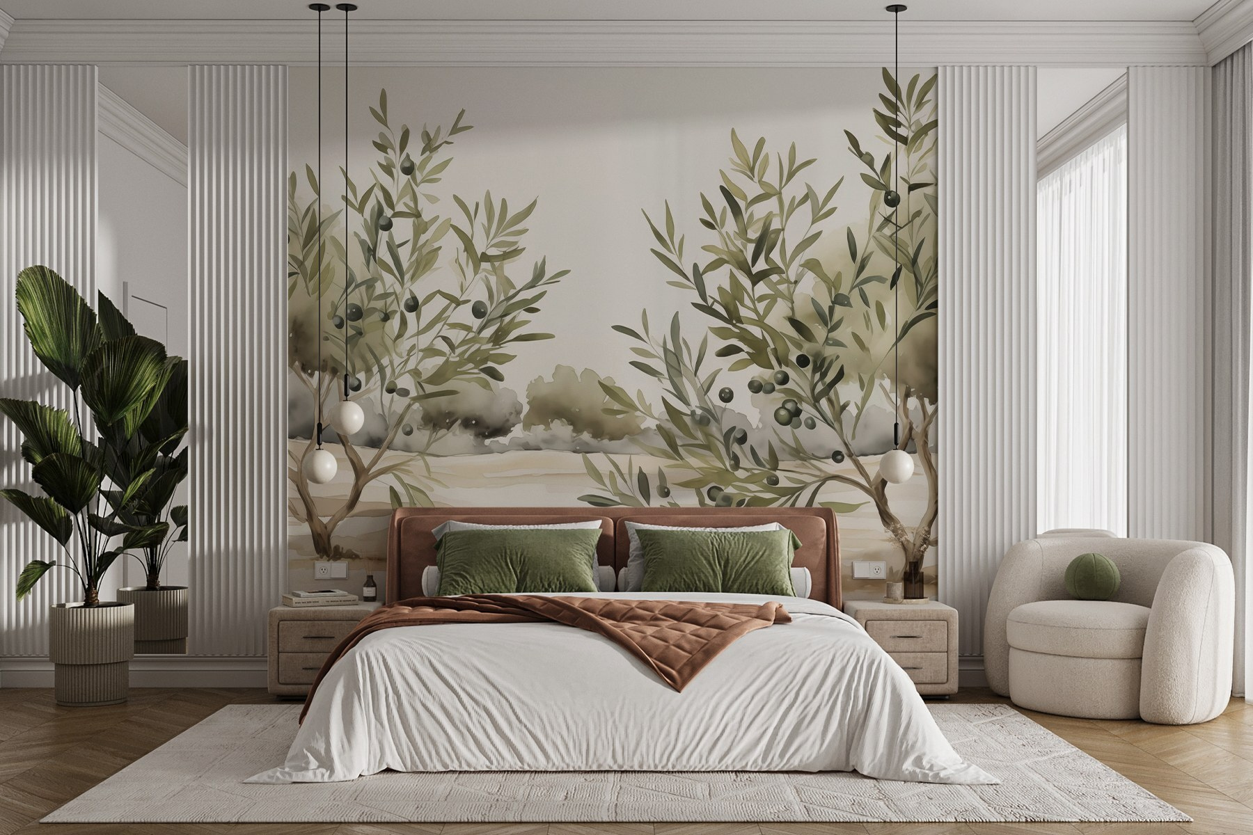 Painting of trees with black berries Painting of trees with black berries