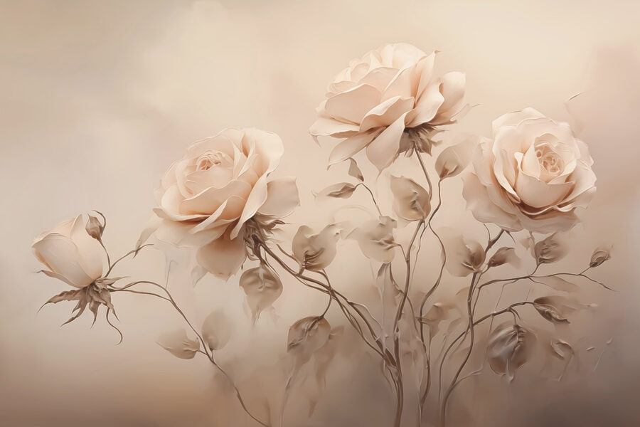 Grupo de rosas com folhas