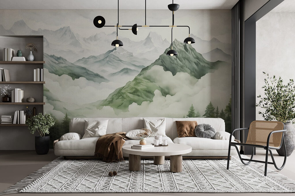 Painting of mountains and trees Painting of mountains and trees