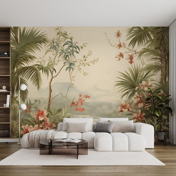 Papel de parede Papel de parede Papel de parede com flores e árvores (REF: w02588)