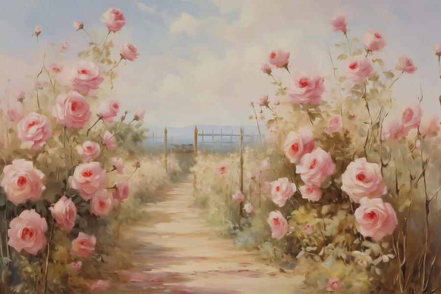 Pintura de rosas cor-de-rosa