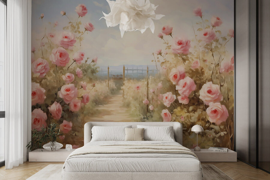 Pintura de rosas cor-de-rosa