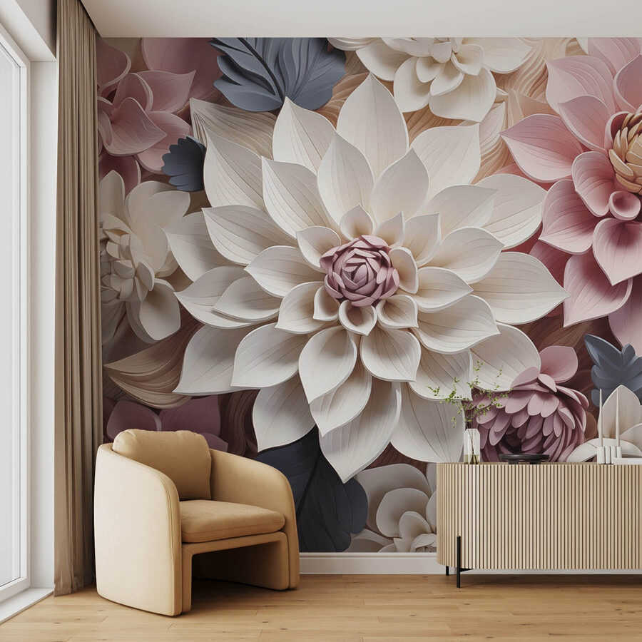 Grupo de flores com folhas