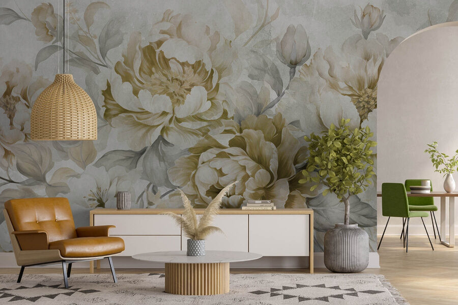 Elegância floral suave em tons suaves.
