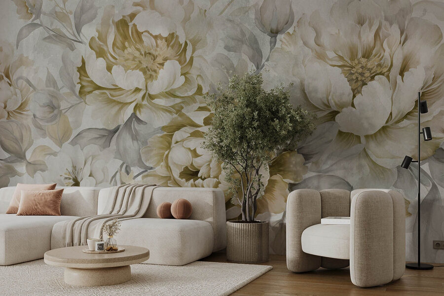 Elegância floral suave em tons suaves.